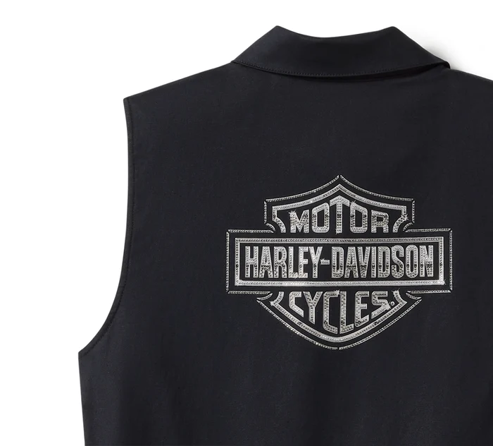 Women's Essential Bling Button Front Tank - Harley Black