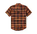 Men's H-D TECH Coolmax Plaid Short Sleeve Shirt - Plaid - Harley Black & Harley Orange