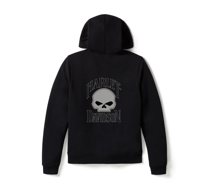 Women's Willie G Skull Full Zip Fleece Hoodie - Harley Black