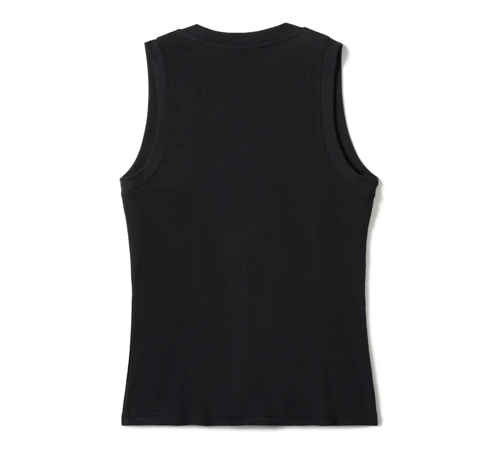 Women's Willie G Skull Ribbed Tank - Harley Black