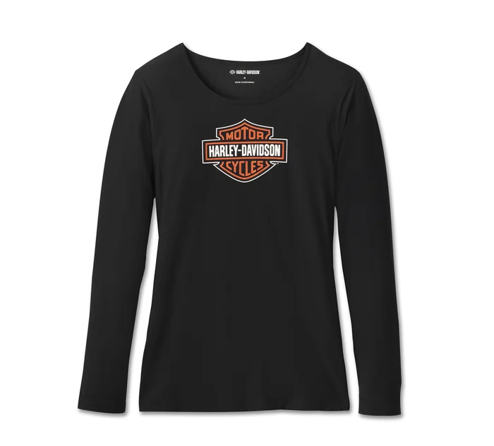Women's Bar & Shield Long Sleeve Pajama Set - Harley Black