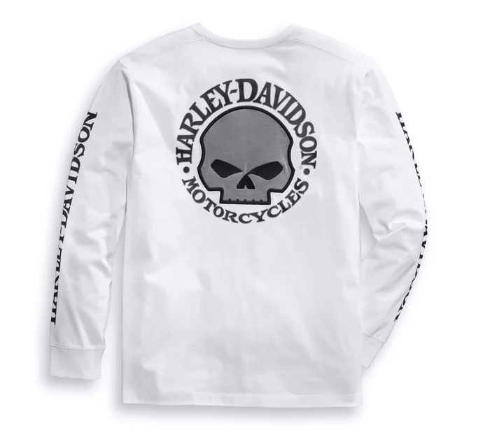 Men's Skull Long Sleeve Tee - White