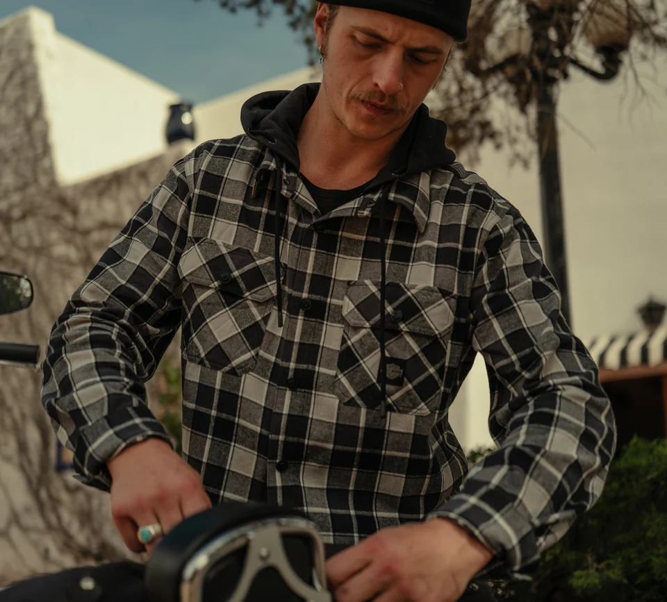 Hooded Plaid Long Sleeve Shirt