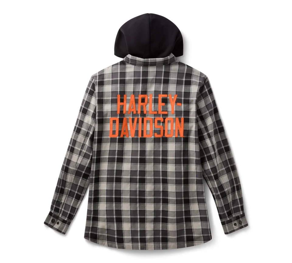 Hooded Plaid Long Sleeve Shirt