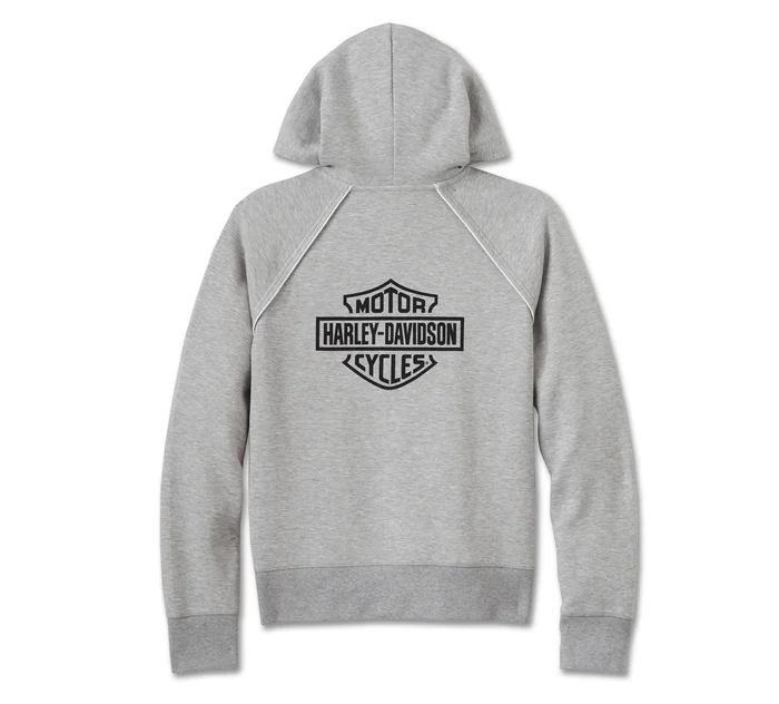 Women's Classic Bar & Shield Zip Front Hoodie - Light Grey Heather