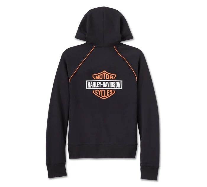 Women's Classic Bar & Shield Zip Front Hoodie - Harley Black