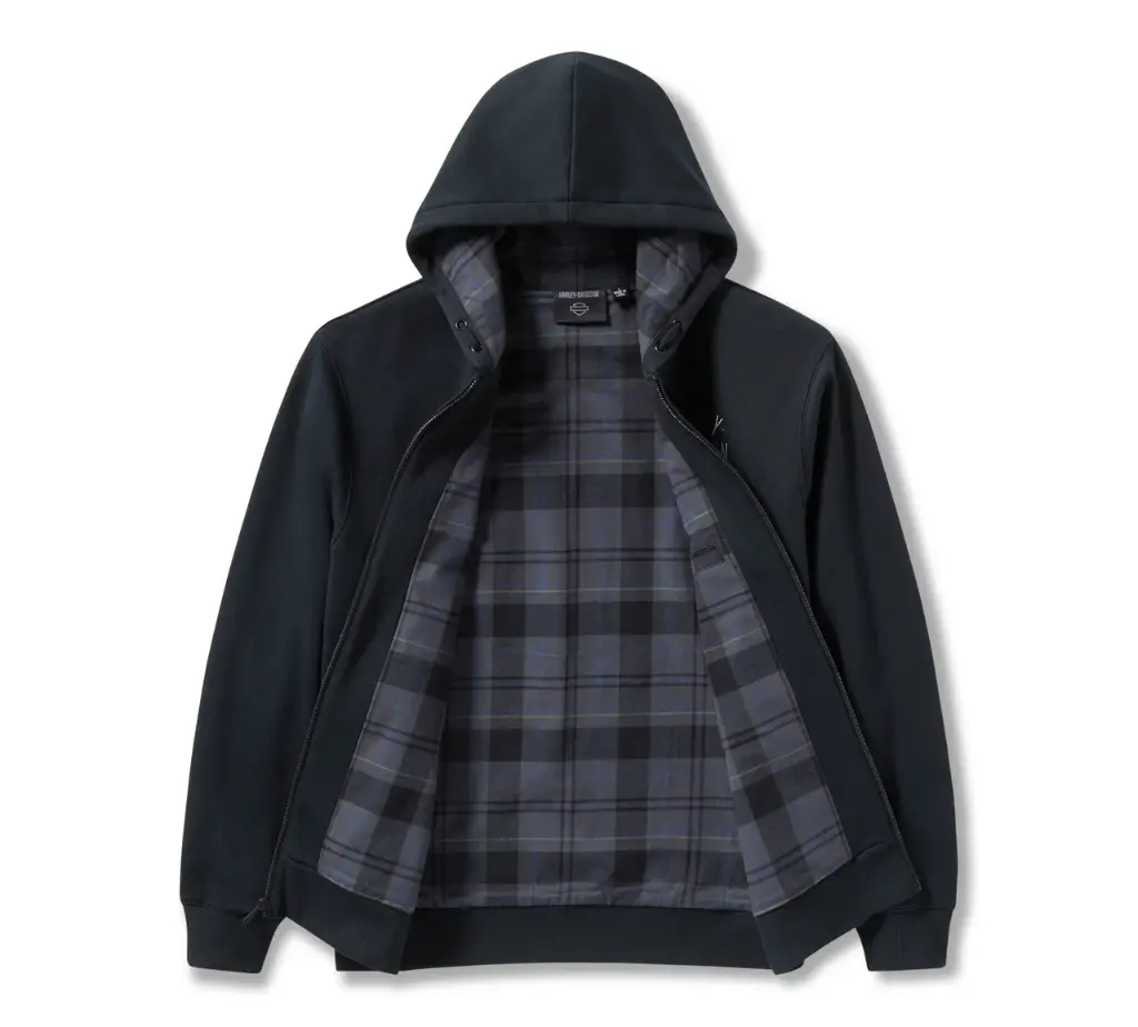 Plaid Lined Zip Hoodie