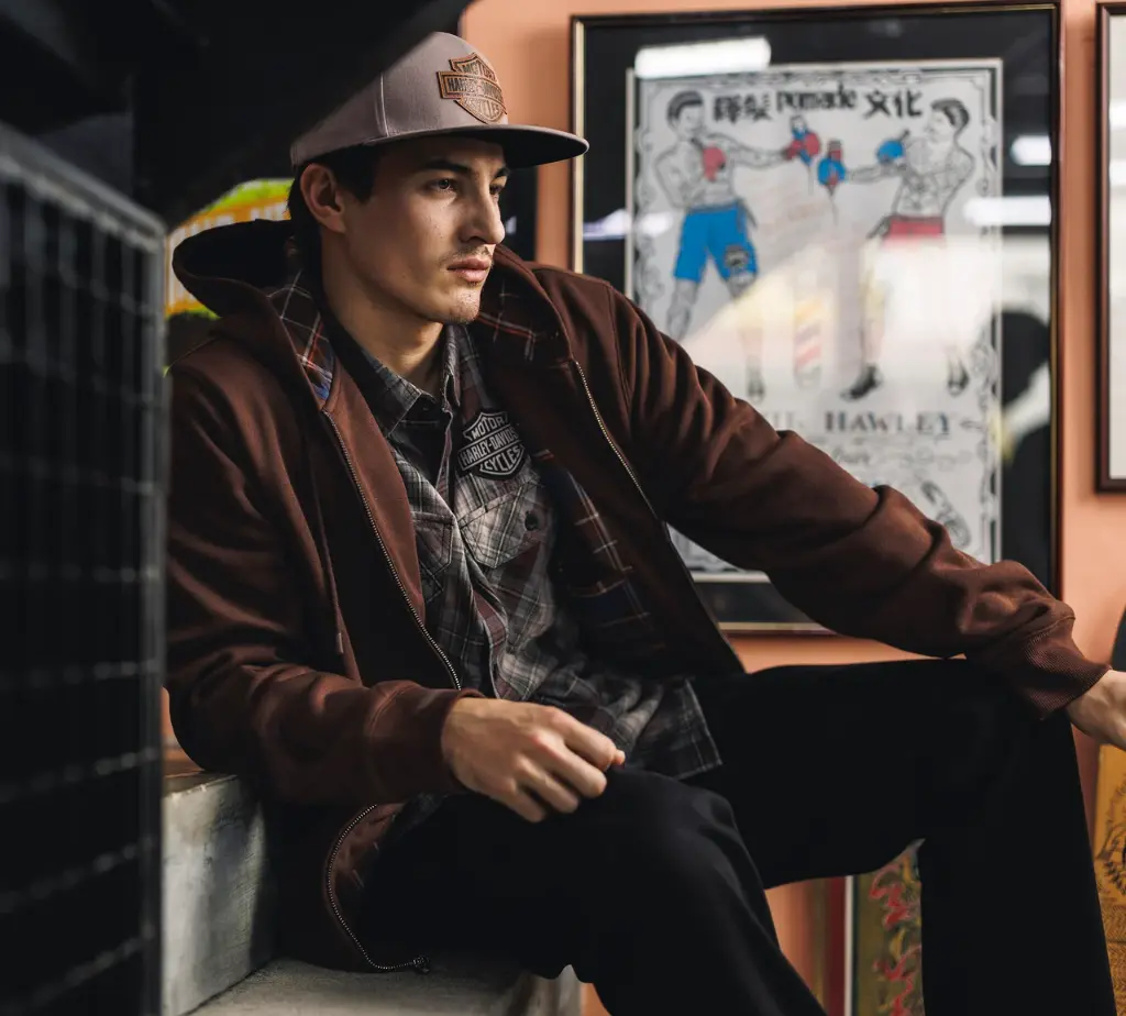 Plaid Lined Zip Hoodie