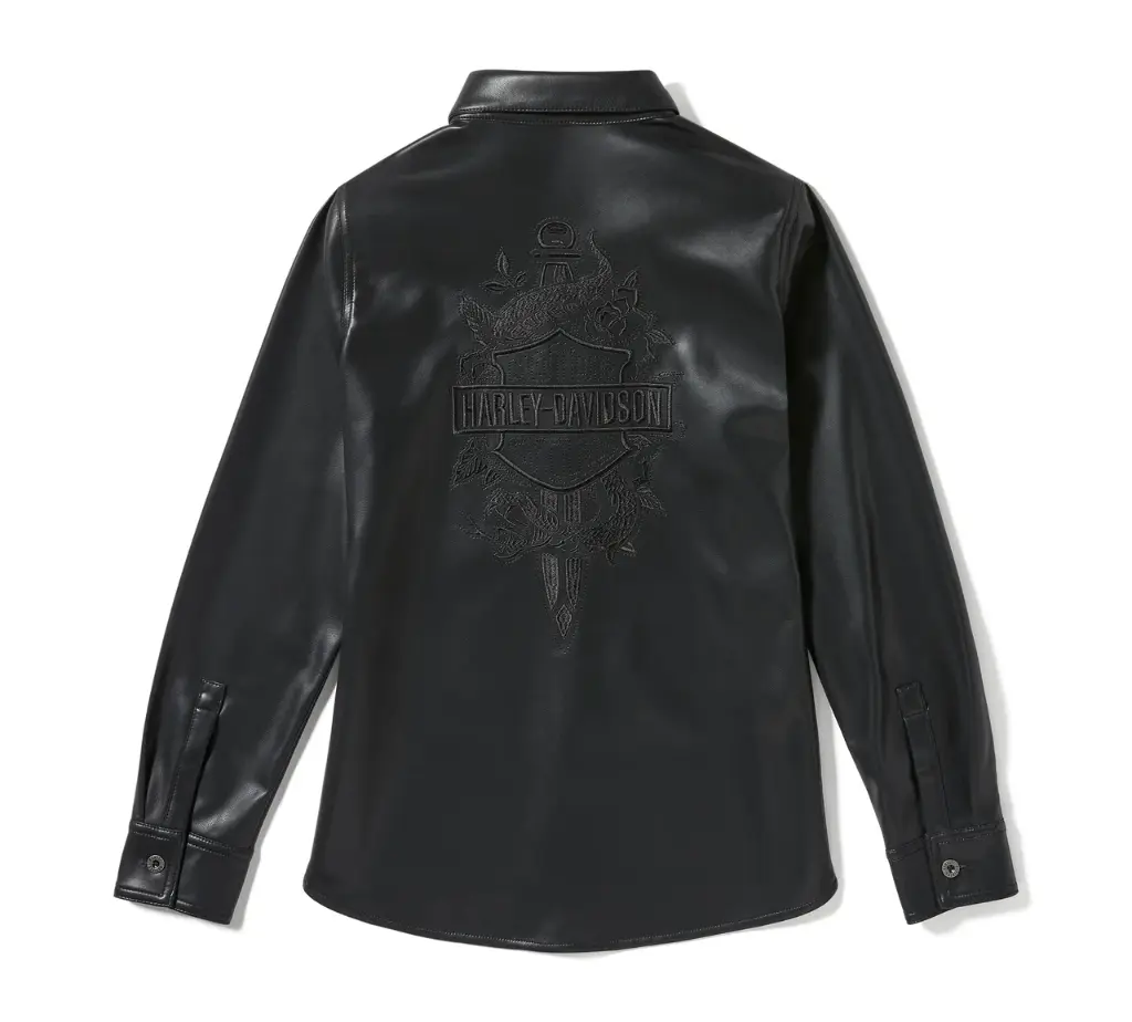 Metallic Dagger Faux Leather Shirt