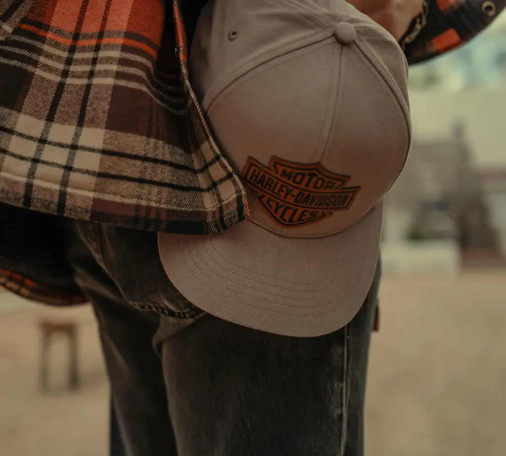 Leather Bar & Shield Switchback Adjustable Cap