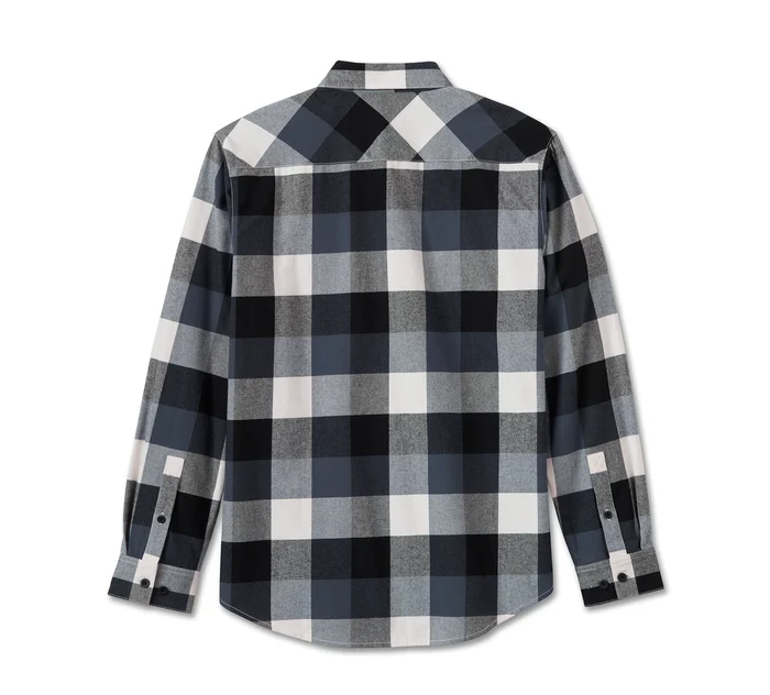 Essence Long Sleeve Flannel Shirt - Plaid - Harley Black & Ombre Blue
