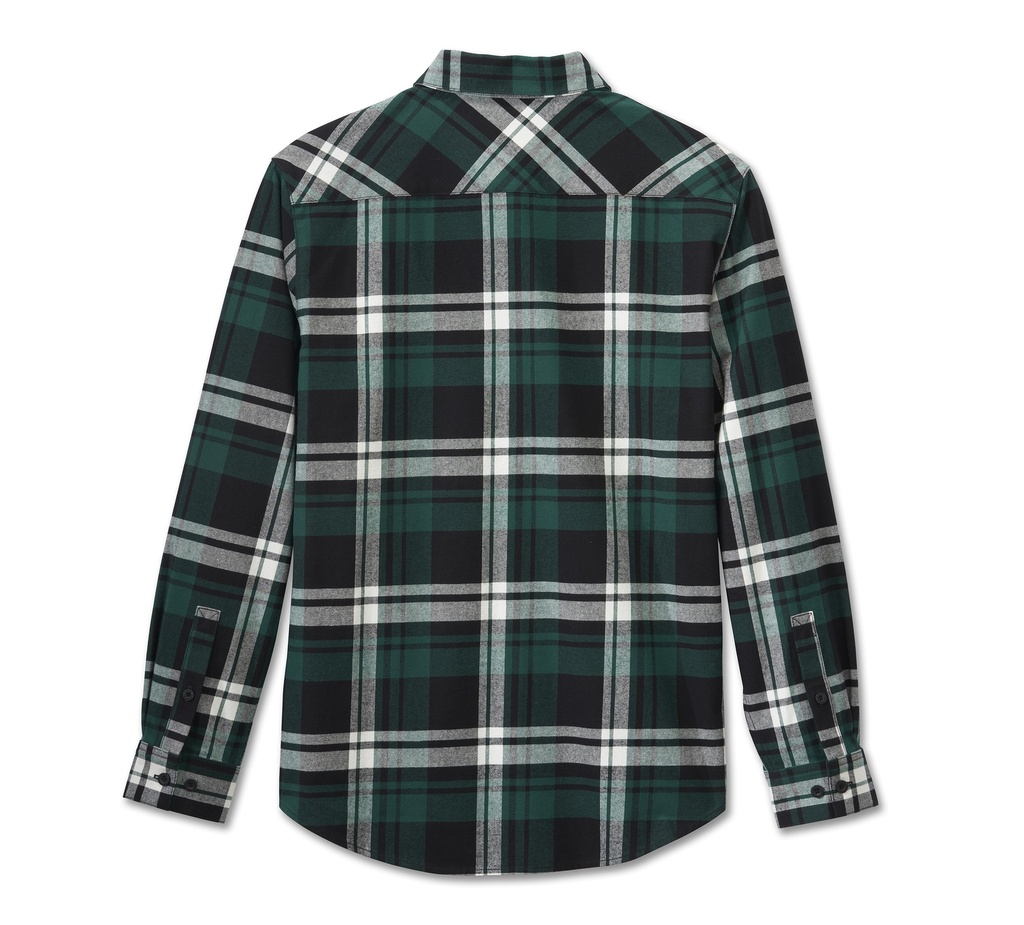 Men's Bar & Shield Flannel Shirt - Plaid - Harley Black & Rainforest