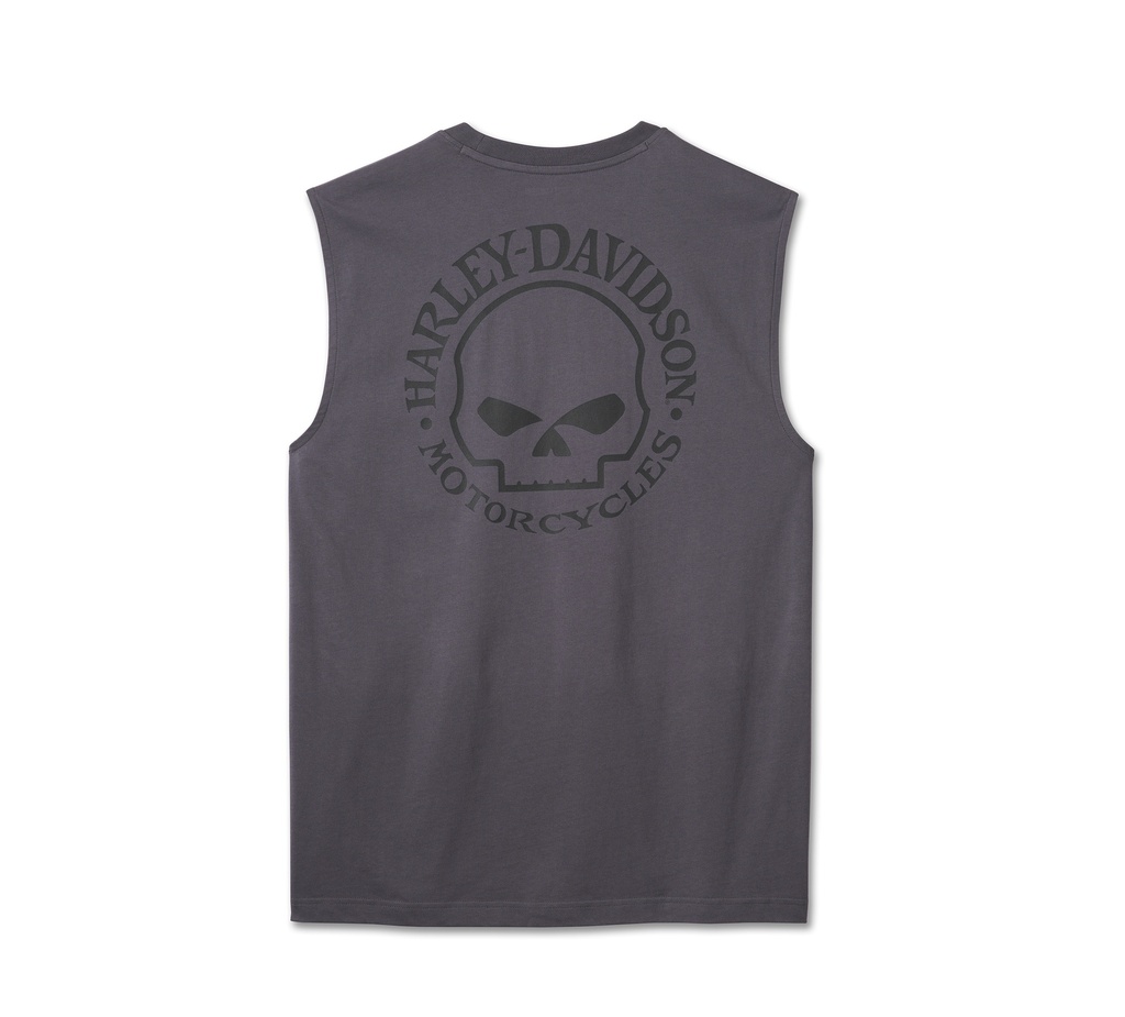 Men's Willie G Skull Muscle Tee - Blackened Pearl