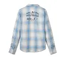 Women's Stacked Bar & Shield Long Sleeve Viscose Shirt - Plaid - All Aboard & Vapor Blue