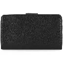 Women's Pebble Leather Bar & Shield Continental Wallet - Black