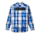Men's Stacked Bar & Shield Long Sleeve Plaid Shirt - Plaid - Surf the Web & White