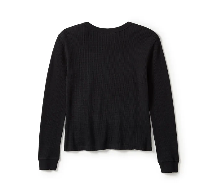 Neon Eagle Distressed Waffle Knit Long Sleeve