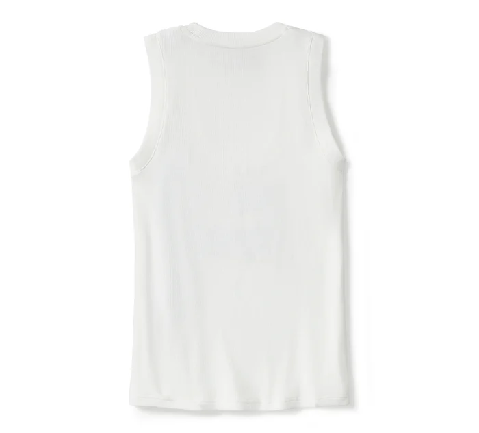 Women's Essential Arched Font Ribbed Tank - Cloud Dancer