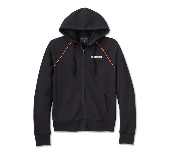 Women's Classic Bar & Shield Zip Front Hoodie - Harley Black