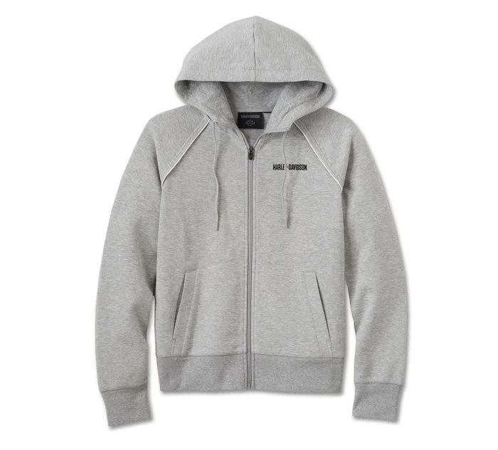 Women's Classic Bar & Shield Zip Front Hoodie - Light Grey Heather