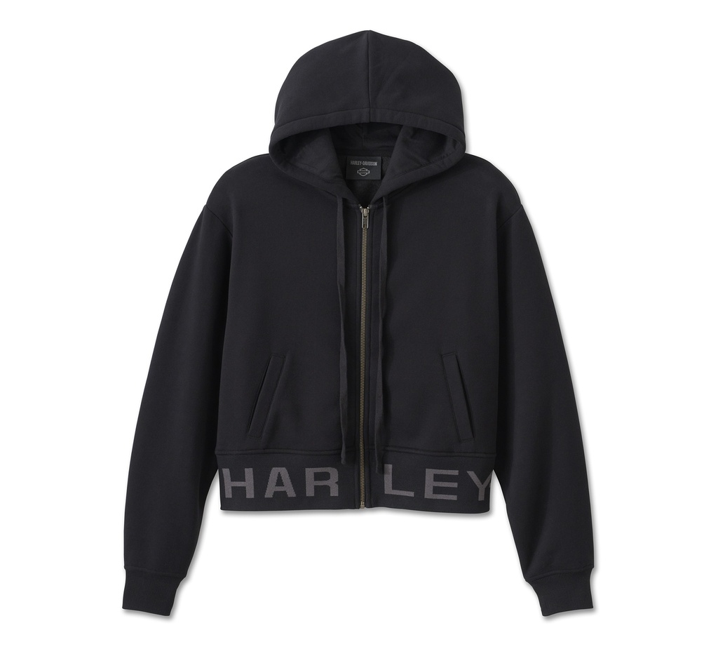 Women's Harley-Davidson Cropped Full Zip Hoodie - Harley Black
