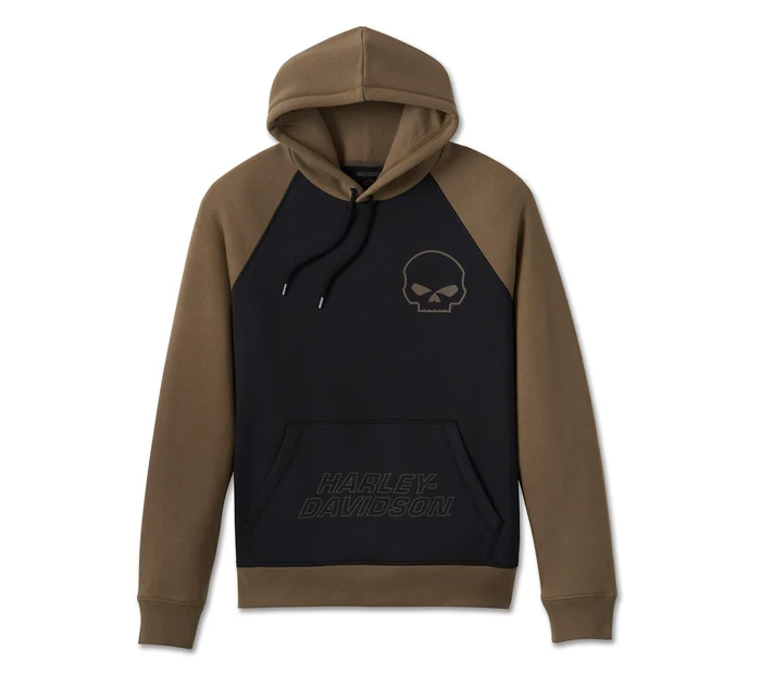 Men's Willie G Skull Raglan Hoodie - Black Beauty