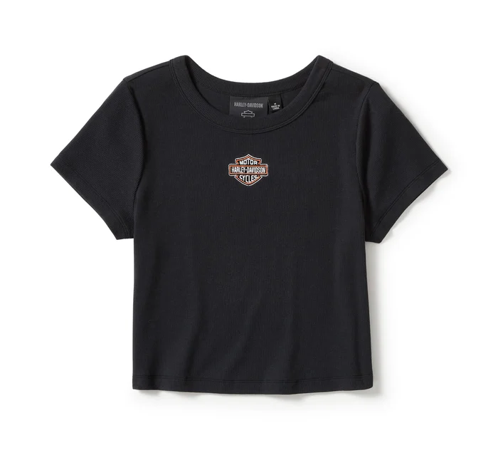 Women's Essential Arched Font Babydoll Tee - Harley Black