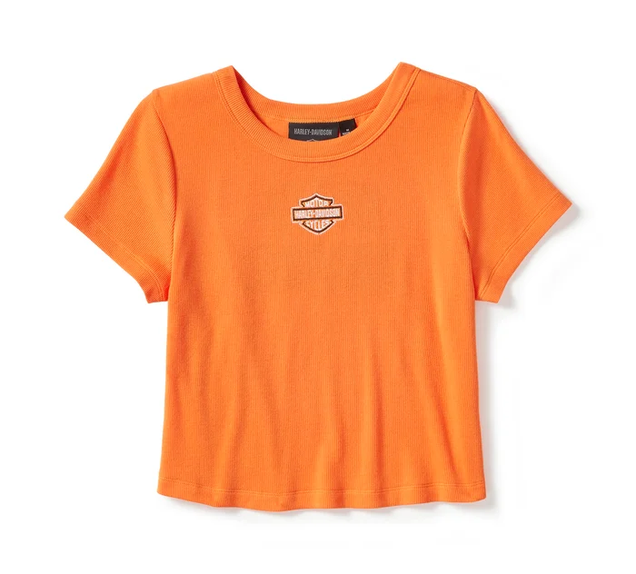 Women's Essential Arched Font Babydoll Tee - Harley Orange