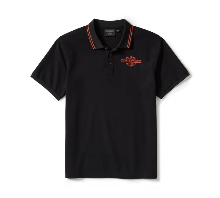 Men's Bar & Shield Solid Pique Polo - Harley Black