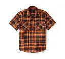 Men's H-D TECH Coolmax Plaid Short Sleeve Shirt - Plaid - Harley Black & Harley Orange