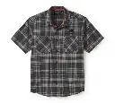 Men's H-D TECH Coolmax Plaid Short Sleeve Shirt - Plaid - Ghost Gray & Asphalt