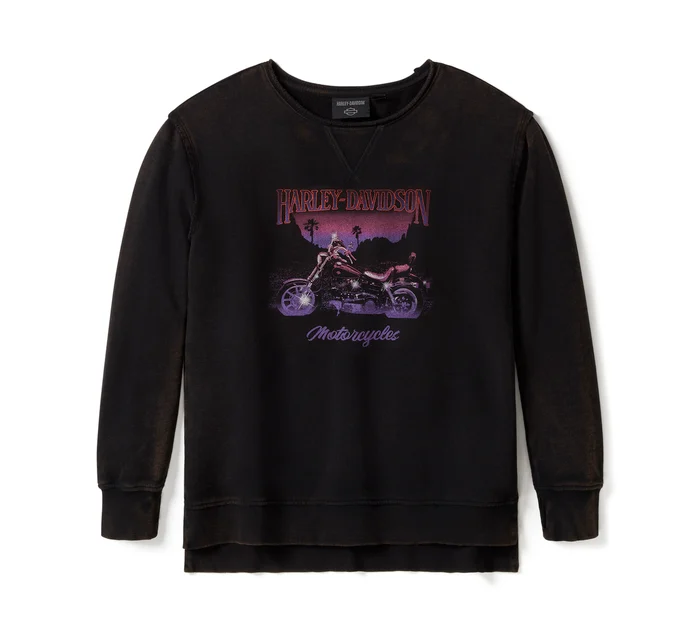 Women's Lowrider Sunset Oversized Crew - Harley Black