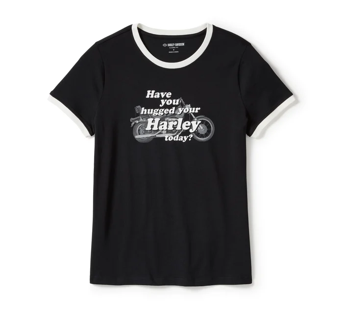Women's Hug A Harley Ringer Tee - Harley Black
