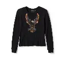 Neon Eagle Distressed Waffle Knit Long Sleeve