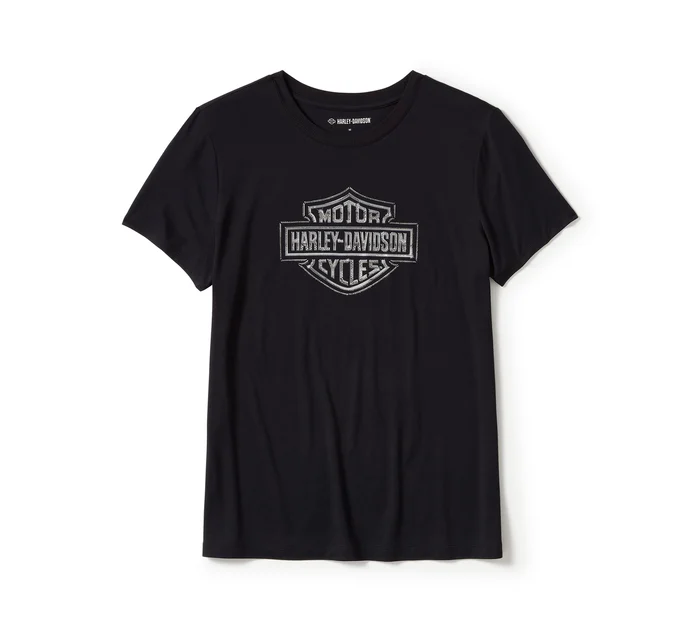 Women's Essential Bling Crew Neck Tee - Harley Black