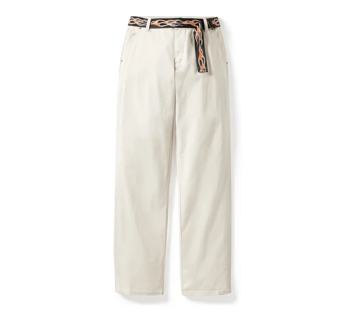 Women's Dickies x H-D Flex Fit Double Pocket Carpenter Pant with Flame Belt - Silver Birch