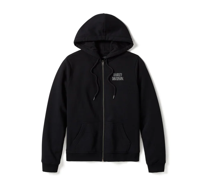 Women's Willie G Skull Full Zip Fleece Hoodie - Harley Black