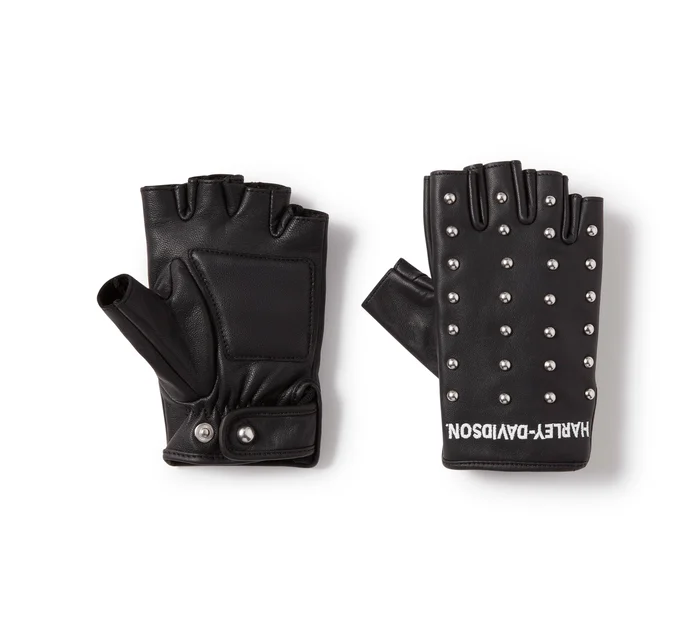 H-D Studded Leather Fingerless Riding Gloves