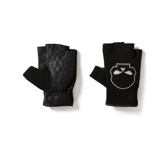 Willie G™ Skull Graphic Mesh Fingerless Riding Gloves
