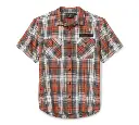 Block Font Yarn Dyed Plaid Shirt