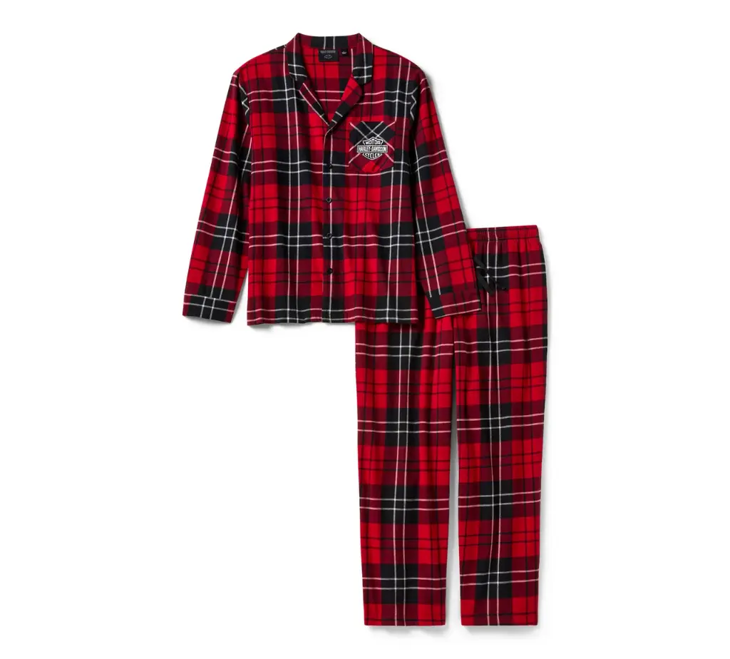 Bar & Shield Plaid Pajama Set