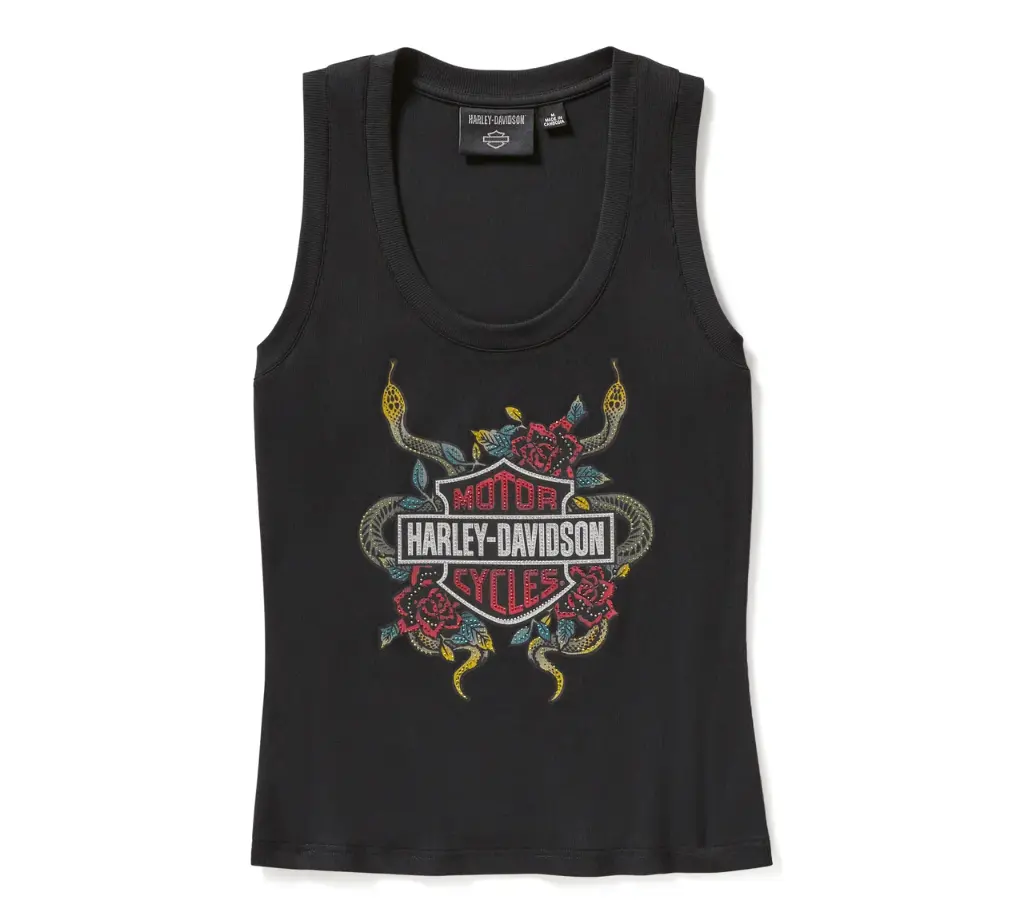 Serpent Rose Bling Ribbed Tank