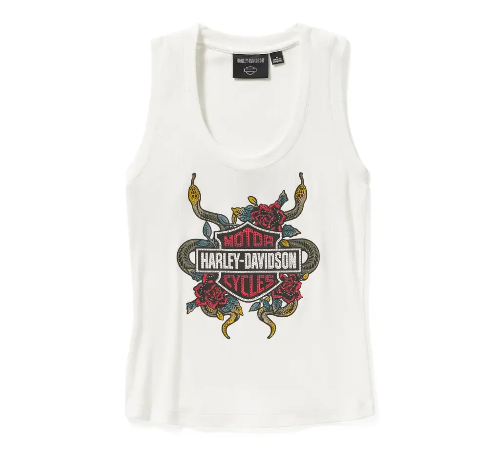 Serpent Rose Bling Ribbed Tank