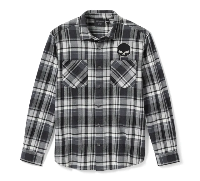 Willie G™ Skull Plaid Long Sleeve Shirt