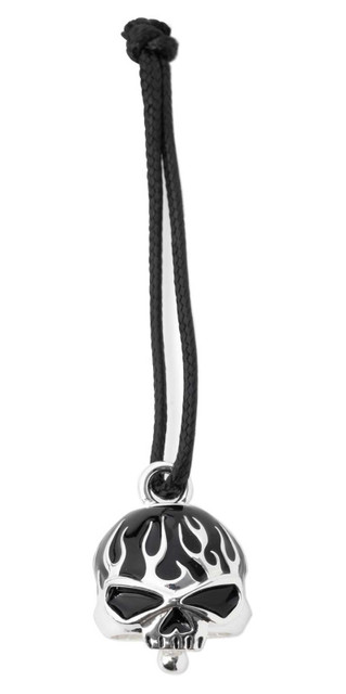 HD SKULL HEAD RIDE BELL WITH BLACK FLAMES