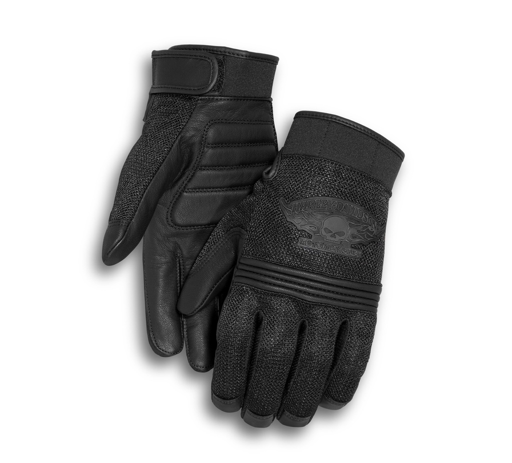 Men's Winged Skull Full-Finger Leather Gloves