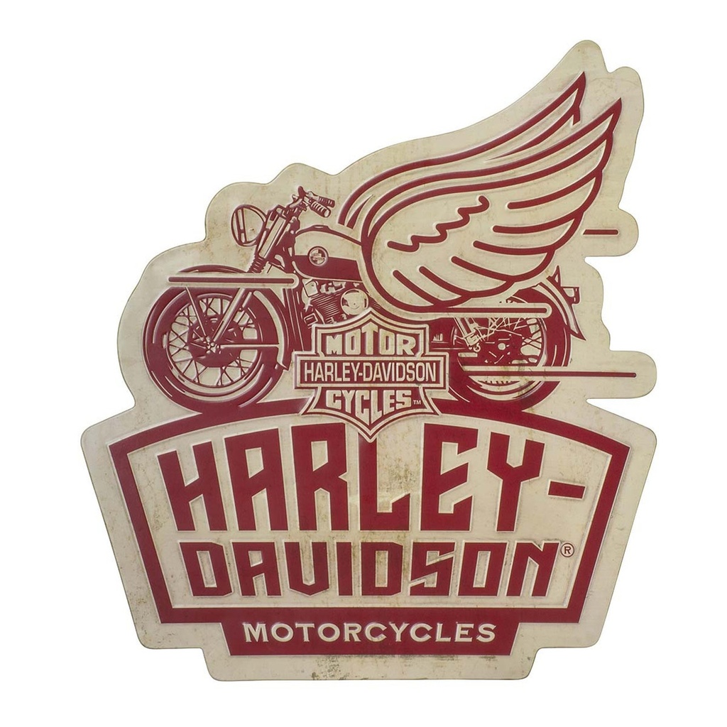 Harley-Davidson® Embossed Tin Sign, Winged Motorcycle