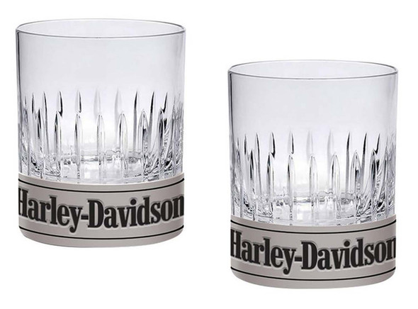 Old Fashioned Rocks 9 oz. Glasses Metal Base (Set of 2)